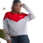 بلوز کراپ دخترانه دو رنگ پنبه لاکرا سفید قرمز