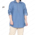 شومیز مانتویی جین جلو بسته تیره