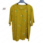 تیشرت نخی گلدار چاپی خردلی