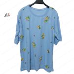 تیشرت نخی گلدار چاپی آبی