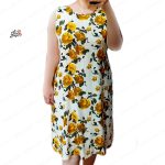 پیراهن نخی کوتاه گل دار خنک و تابستونی (بدون آبرفت)