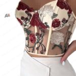 سوتین برلت گلدوزی وارداتی ژورنالی کرم