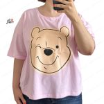 تیشرت کراپ نخ پنبه قواره دار پوو صورتی