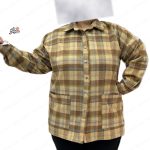 شکت سایز بزرگ پشمی چهارخونه کرم