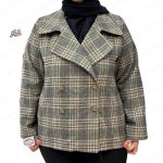 پالتو کتی سایز بزرگ پشمی چهارخونه دلربا