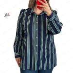 شومیز سایز بزرگ راه راه رخساره سبز