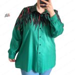 شومیز سایز بزرگ طرح طبیعت سبز