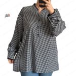 شومیز سایز بزرگ طرح شطرنجی سفید مشکی