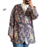 تک کت کوکدوزی کتان طرح طاووس