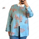 تک کت ژاکارد طرح پروانه آبی