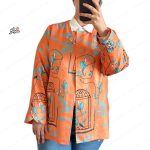 تک کت ژاکارد طرح پنجره آبی