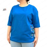 تیشرت نخ پنبه گل مجیک آبی