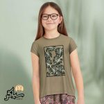 تیشرت آستین کوتاه دخترانه پیپرتس مدل برگ شب نما