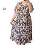 پیراهن نخی آستین کوتاه چپ و راستی خنک و تابستونی (بدون آبرفت) کرم قهوه ای