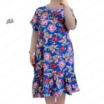 پیراهن نخی آستین کوتاه کیمینو خنک و تابستونی (بدون آبرفت) آبی