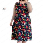 پیراهن نخی حلقه ای ساحلی زنانه خنک و تابستونی (بدون آبرفت) گلدار بنفش