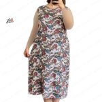 پیراهن نخی حلقه ای ساحلی زنانه خنک و تابستونی (بدون آبرفت) گلدار سفید