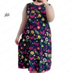 پیراهن نخی حلقه ای ساحلی زنانه خنک و تابستونی (بدون آبرفت) گلدار پرنده