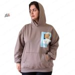 هودی کلاه دار دورس سایز بزرگ دخترانه مدل لوور توسی خاکی