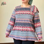 شومیز سایز بزرگ دخترانه آستین بلند سرشانه پاپیونی