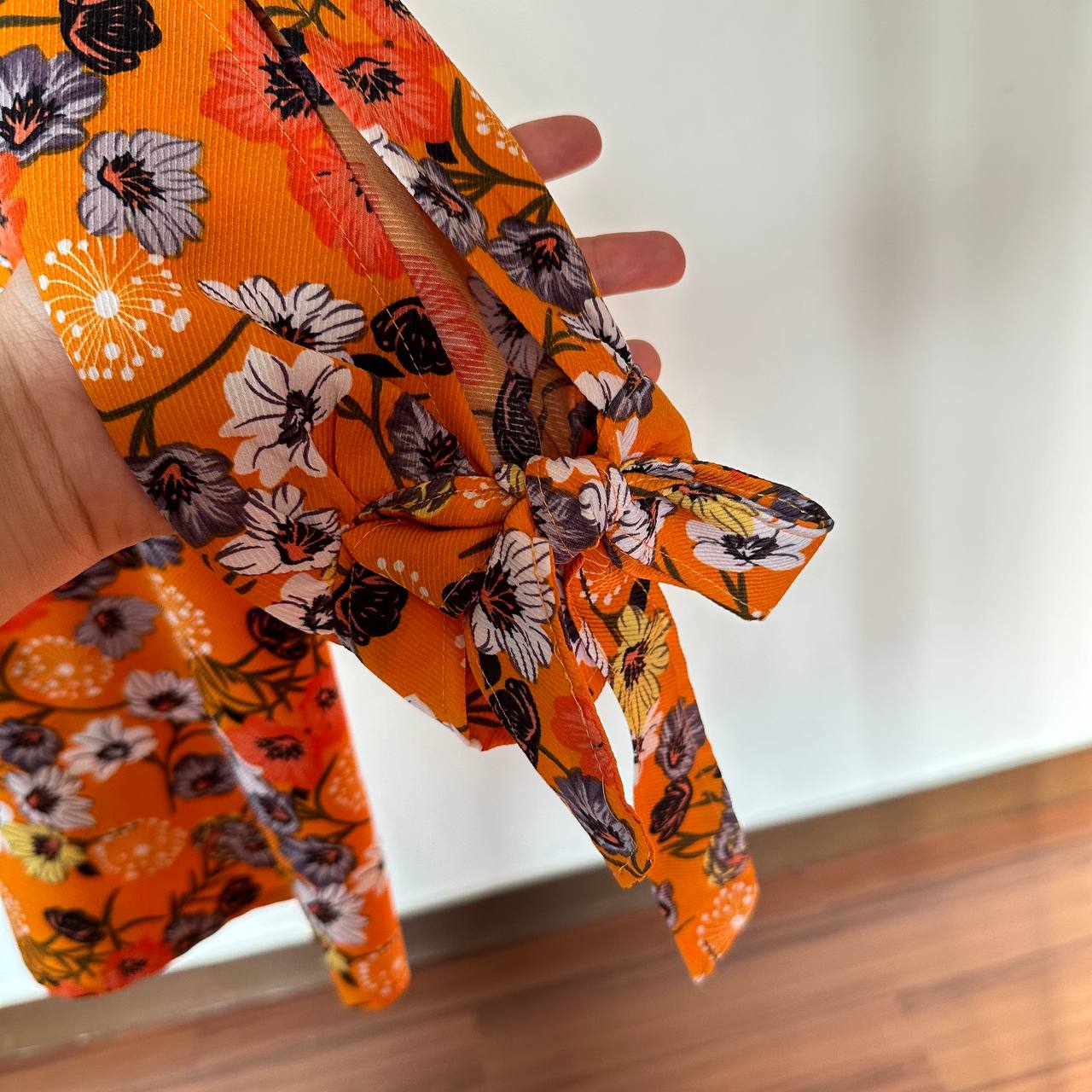 شومیز سایز بزرگ دخترانه آستین پاپیونی نارنجی - تصویر 5