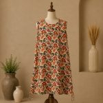 پیراهن نخی حلقه ای ساحلی زنانه خنک و تابستونی (بدون آبرفت) گلدار