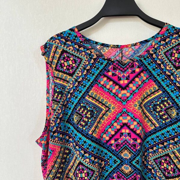 پیراهن نخی حلقه ای ساحلی زنانه خنک و تابستونی (بدون آبرفت) رنگی رنگی - تصویر 2