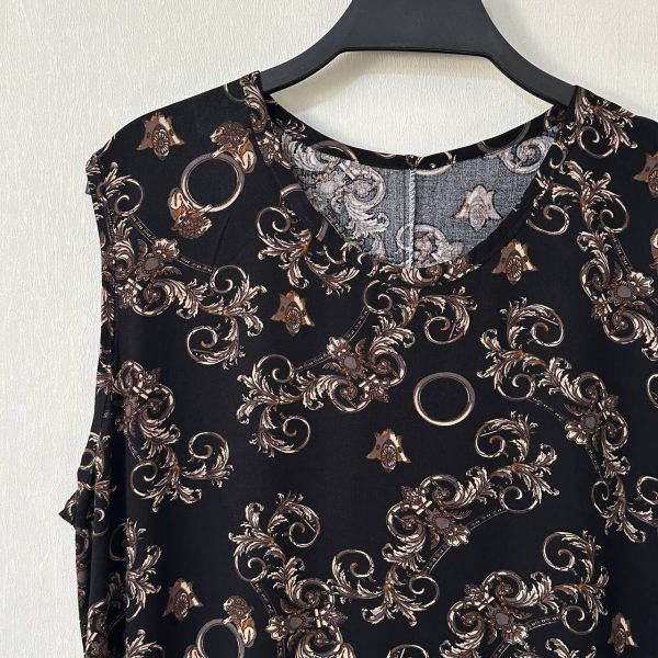 پیراهن نخی حلقه ای ساحلی زنانه خنک و تابستونی (بدون آبرفت) مشکی - تصویر 3