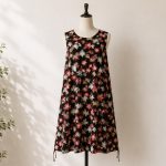 پیراهن نخی حلقه ای ساحلی زنانه خنک و تابستونی (بدون آبرفت) مشکی