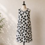 پیراهن نخی حلقه ای ساحلی زنانه خنک و تابستونی (بدون آبرفت) سفید مشکی
