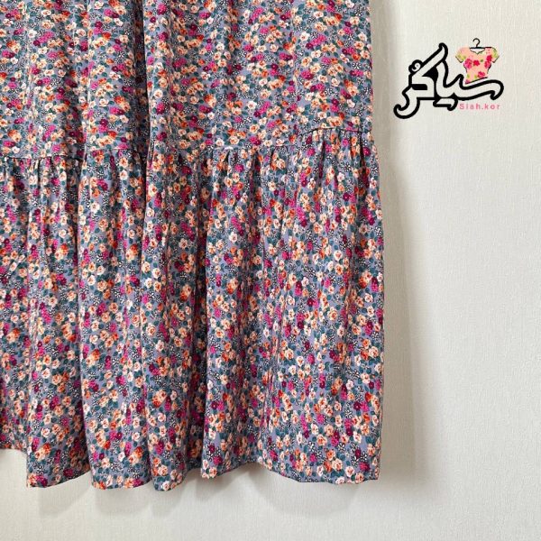 دامن نخی گلدار پایین چین دار خنک و تابستونی (بدون آبرفت) توسی - تصویر 3