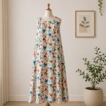 پیراهن نخی حلقه ای ساحلی زنانه خنک و تابستونی (بدون آبرفت) سفید قلبی