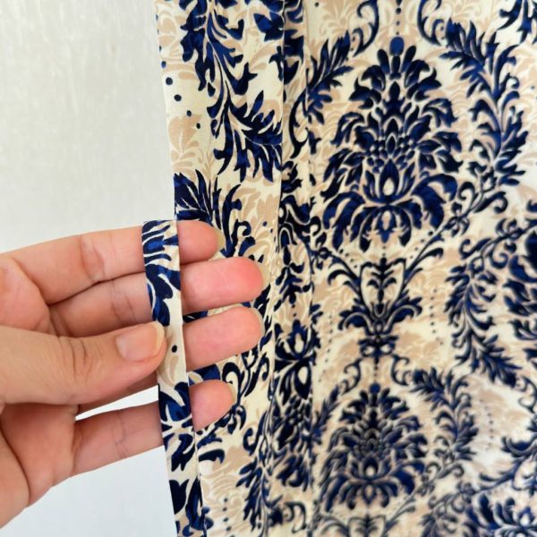 پیراهن نخی حلقه ای ساحلی زنانه خنک و تابستونی (بدون آبرفت) سورمه ای - تصویر 2
