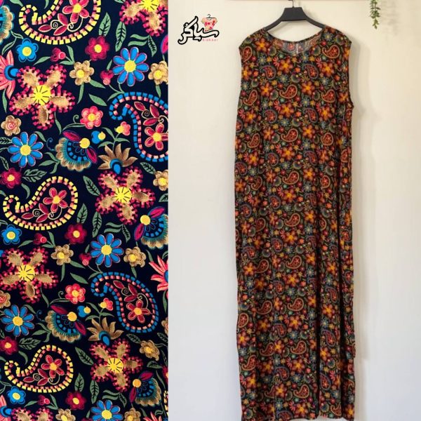 پیراهن نخی حلقه ای ساحلی زنانه خنک و تابستونی (بدون آبرفت) گلدار شاد