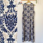 پیراهن نخی حلقه ای ساحلی زنانه خنک و تابستونی (بدون آبرفت) سورمه ای