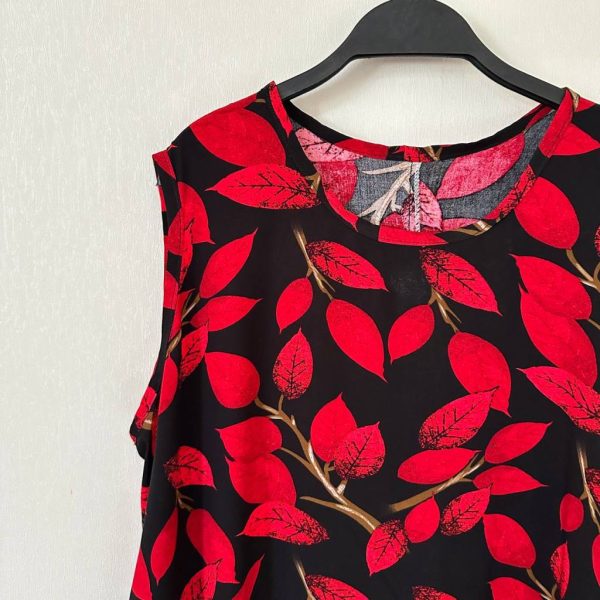 پیراهن نخی حلقه ای ساحلی زنانه خنک و تابستونی (بدون آبرفت) مشکی قرمز - تصویر 2
