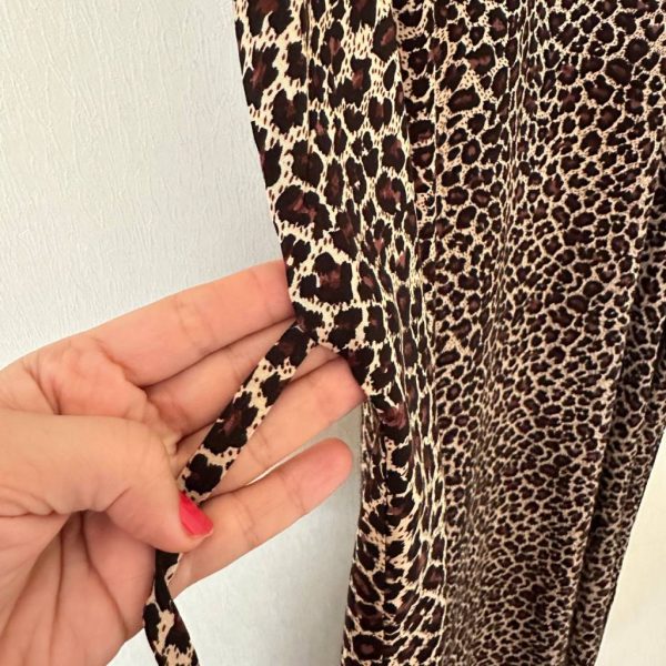 پیراهن نخی حلقه ای ساحلی زنانه خنک و تابستونی (بدون آبرفت) پلنگی - تصویر 2