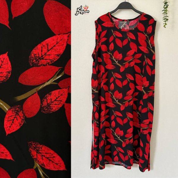 پیراهن نخی حلقه ای ساحلی زنانه خنک و تابستونی (بدون آبرفت) مشکی قرمز
