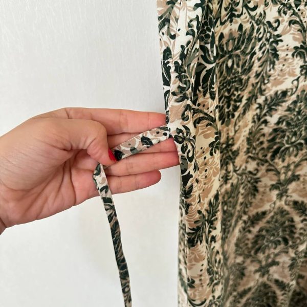 پیراهن نخی حلقه ای ساحلی زنانه خنک و تابستونی (بدون آبرفت) سبز - تصویر 2
