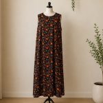 پیراهن نخی حلقه ای ساحلی زنانه خنک و تابستونی (بدون آبرفت) گلدار شاد