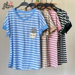 تیشرت راه راه جیب نما دخترانه