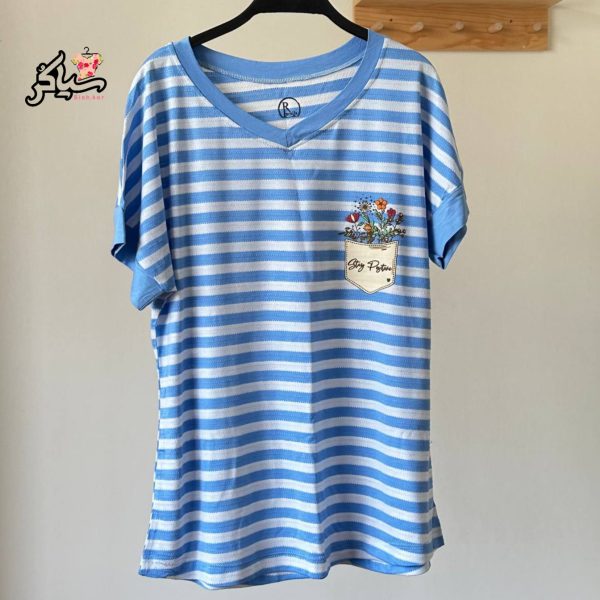 تیشرت راه راه جیب نما دخترانه - تصویر 6
