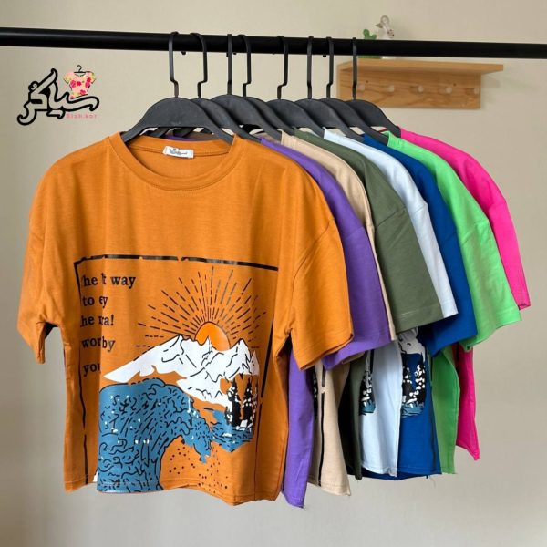 تیشرت کراپ دخترانه موج دریا
