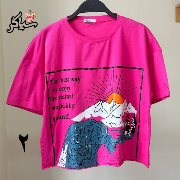تیشرت کراپ دخترانه موج دریا - تصویر 8