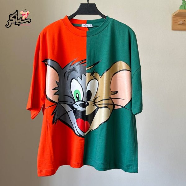 تیشرت کراپ قواره دار موش و گربه - تصویر 5