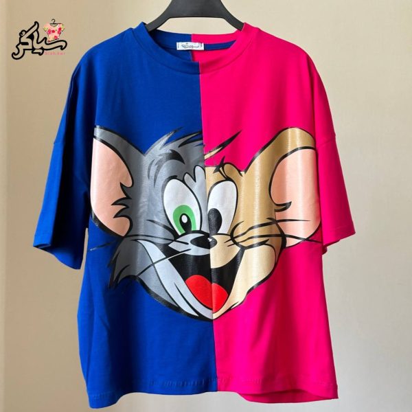 تیشرت کراپ قواره دار موش و گربه - تصویر 4