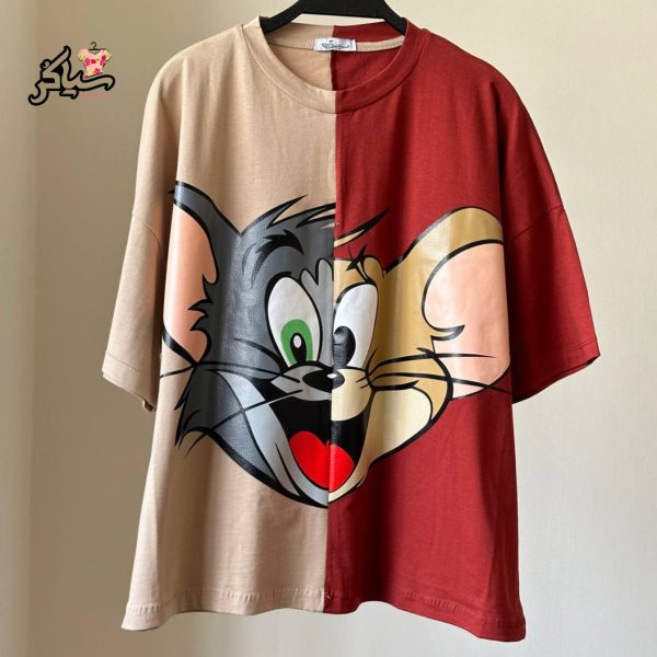 تیشرت کراپ قواره دار موش و گربه - تصویر 3