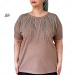 بلوز سایز بزرگ کشی وارداتی نگین کاری