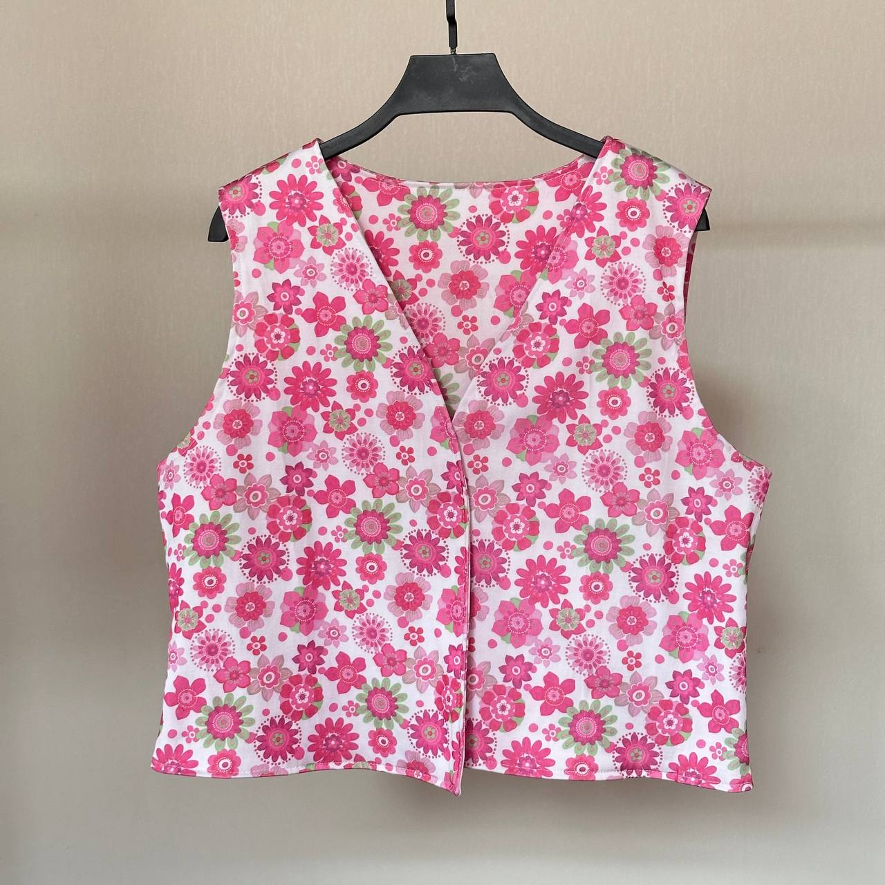 جلیقه نخی دو لایه صورتی - تصویر 4