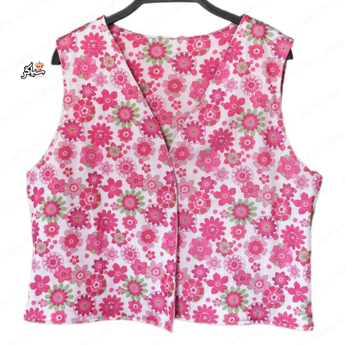 جلیقه نخی دو لایه صورتی